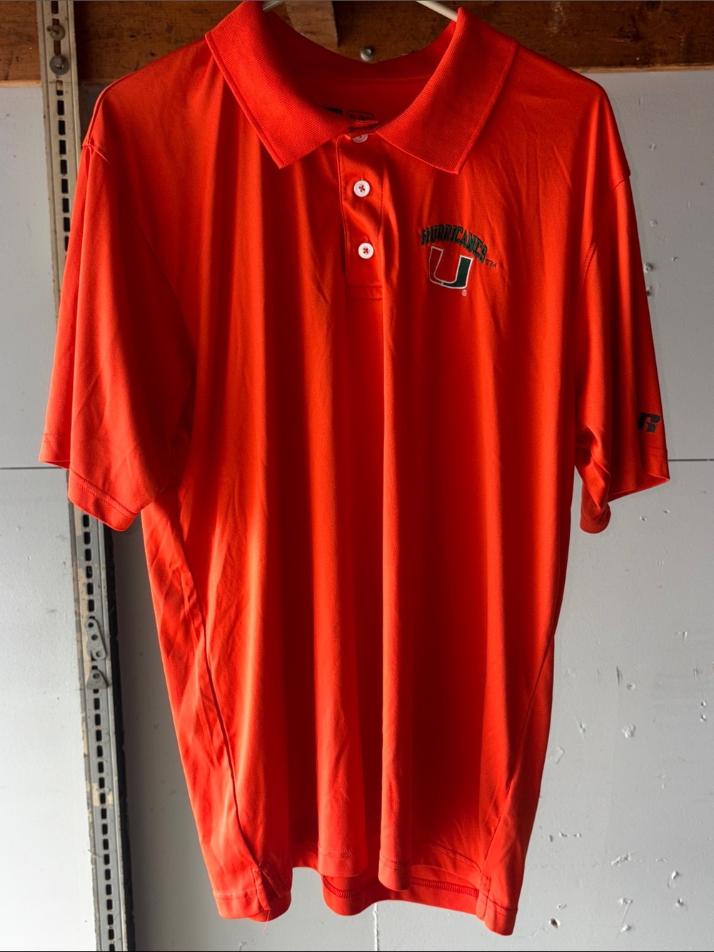 Miami University Orange Polo Shirt with University 'U' Logo, Size Adult XL
